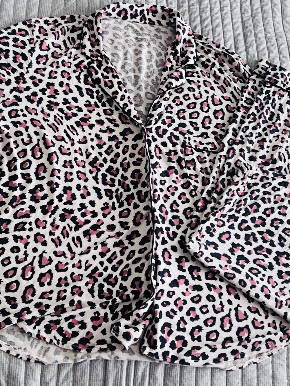 Victoria's Secret Pink and Black Leopard Print Pajama Top